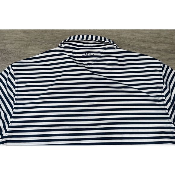 Adidas Adipure Polo Blue White Striped Stretch Golf Shirt MENS SIZE Medium - Picture 7 of 8